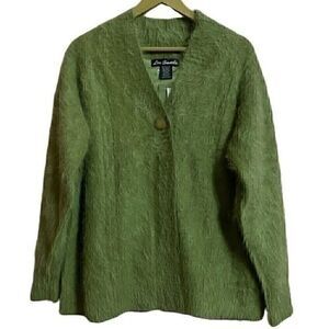 Lee Sands Cardigan Women’s OS Missy Green Angora Blend Winter Grinch Cozy NWT